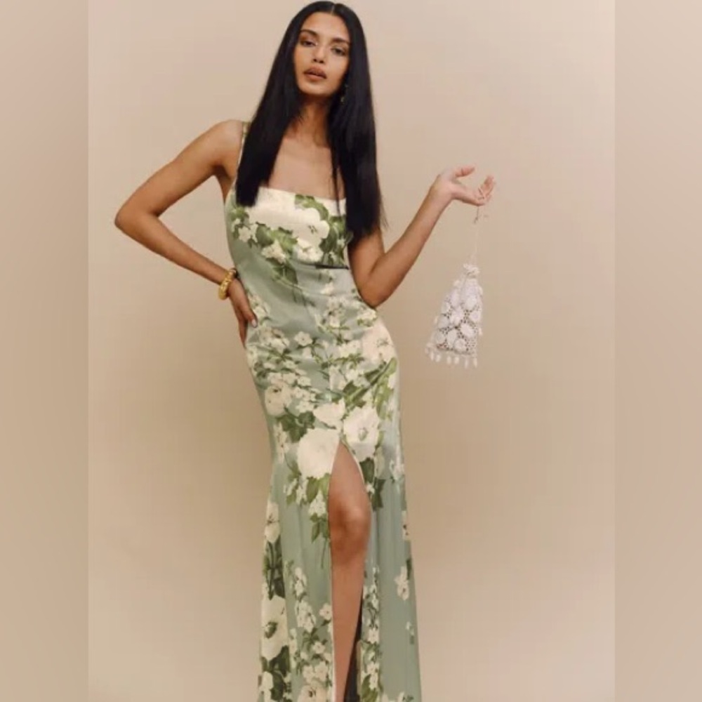 NWT Reformation Selah Silk Dress Green - Size 6